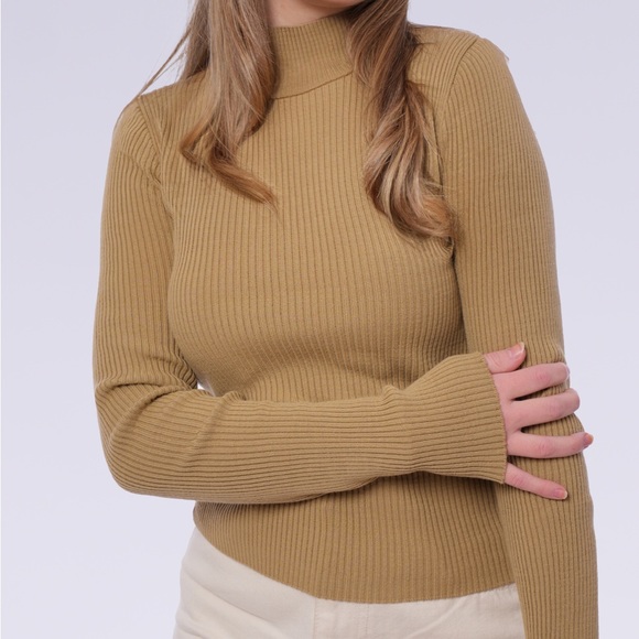 Minark Women’s Knit Ribbed Top Mock Neck Long Sleeves - Picture 3 of 4